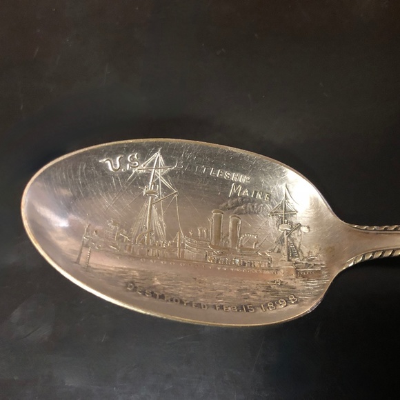 US Battleship Maine souvenir silver teaspoon commemorating Captain Sigsbee 1898 - Picture 10 of 10